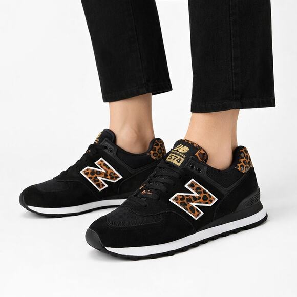 New Balance Shoes - New Balance 574 Leopard Sneakers Womens 7 Cheetah Suede WL574JO2 Black Shoes